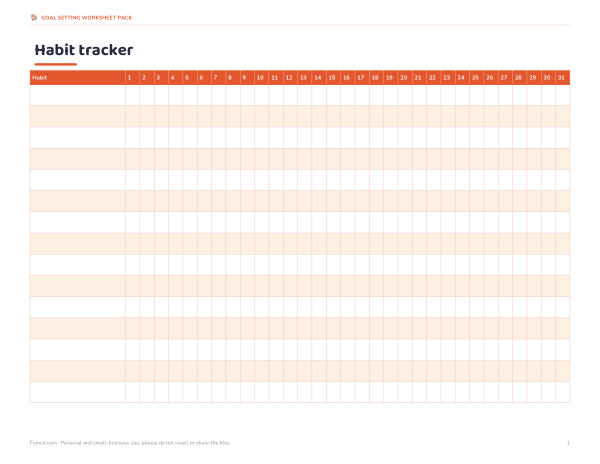 Preview of Printable Habit Tracker Sheet